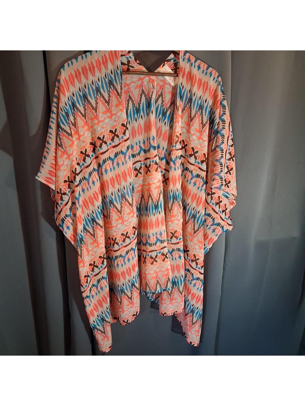 OP Women's XL/15-17 Peach Patterned Kimono Cover-Up